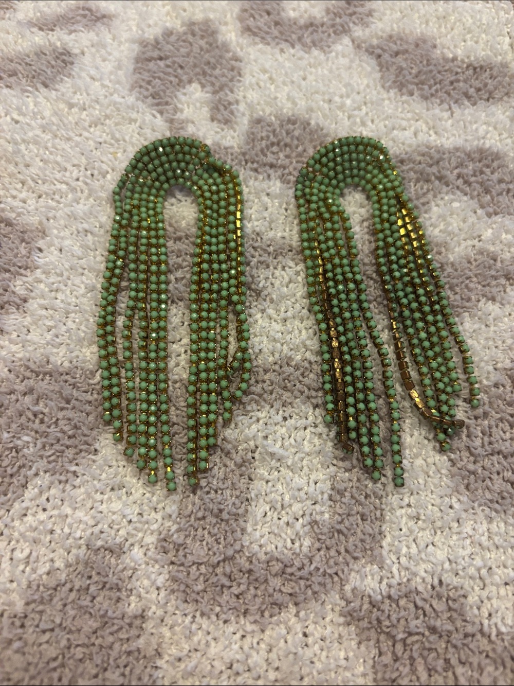 Feed Me Gems green long rainbow earrings